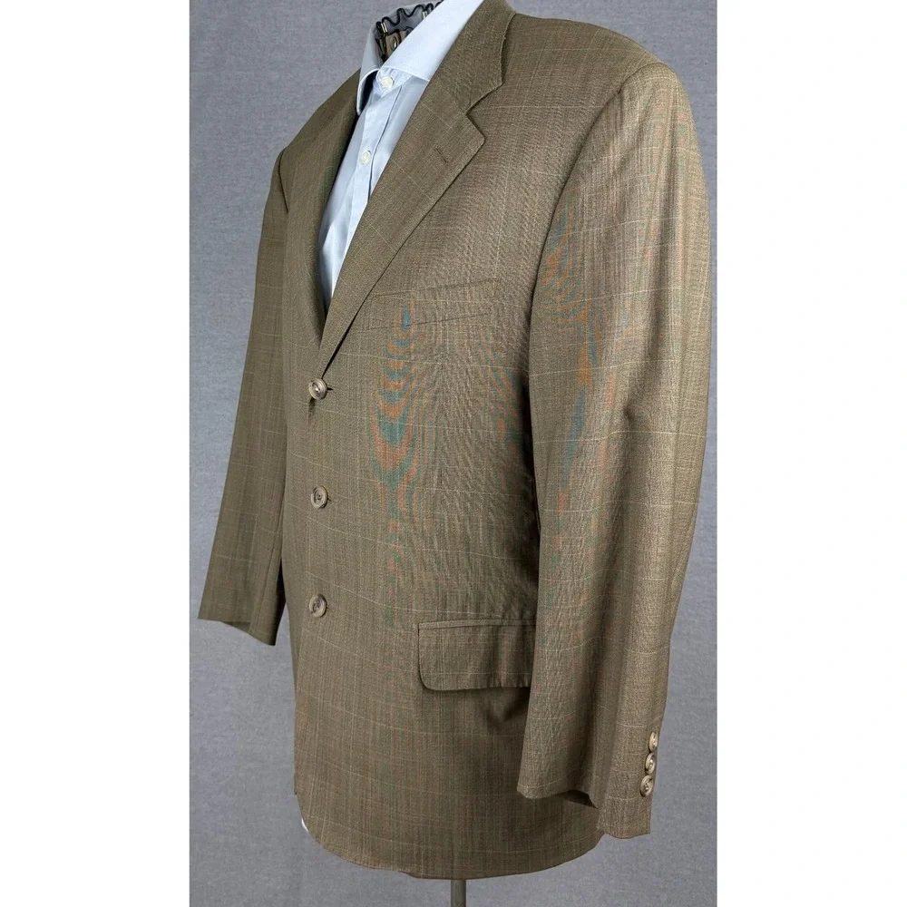 Ermenegildo Zegna Neiman Marcus Blazer Mens Olive Brown Super 100s Wool 3-Button